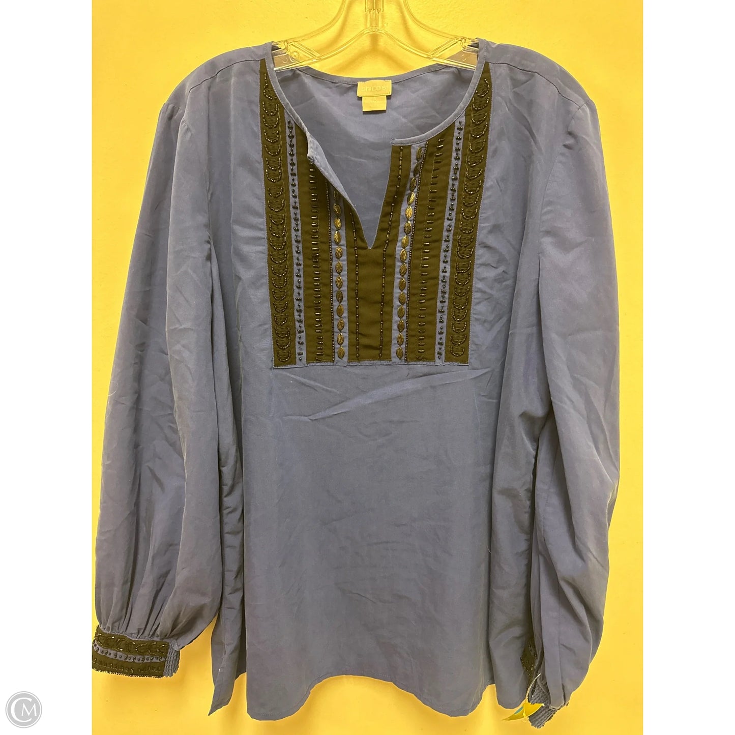 Top Long Sleeve By Chicos In Blue, Size: Xl