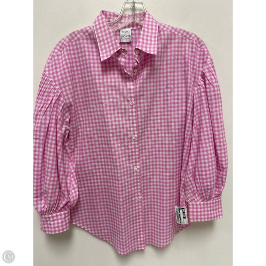 Blouse Long Sleeve By Cmc In Pink, Size: L