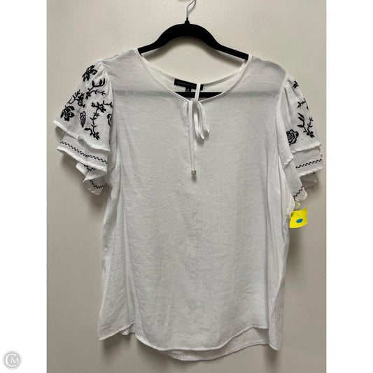 Top Short Sleeve By Adrienne Vittadini In White, Size: M