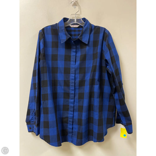 Blouse Long Sleeve By Allison Daley In Blue, Size: L