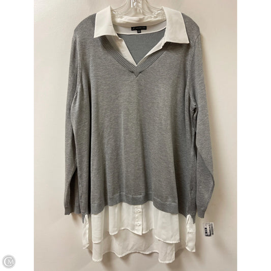 Top Long Sleeve By Adrianna Papell In Grey, Size: 2x