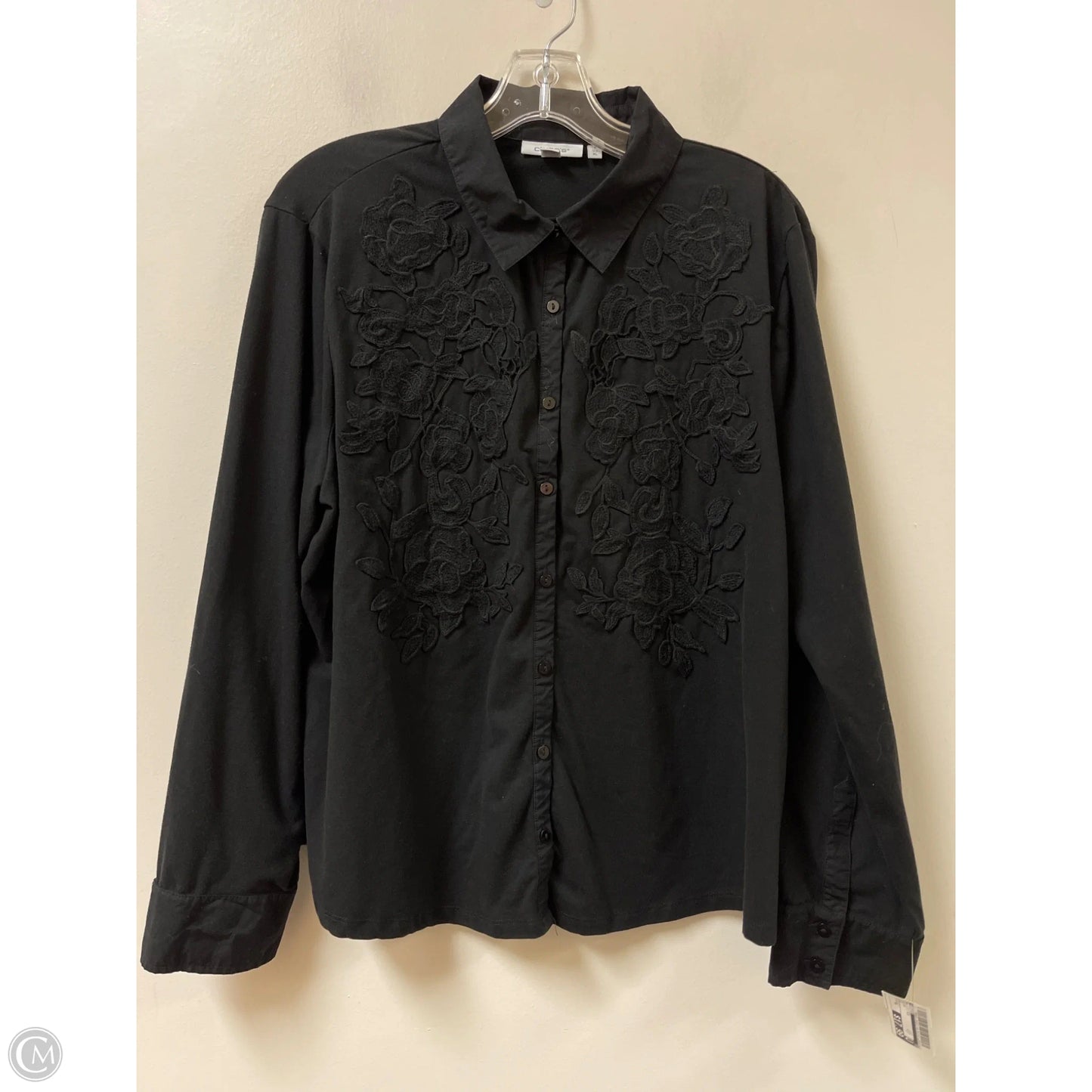 Blouse Long Sleeve By Chicos In Black, Size: Xl