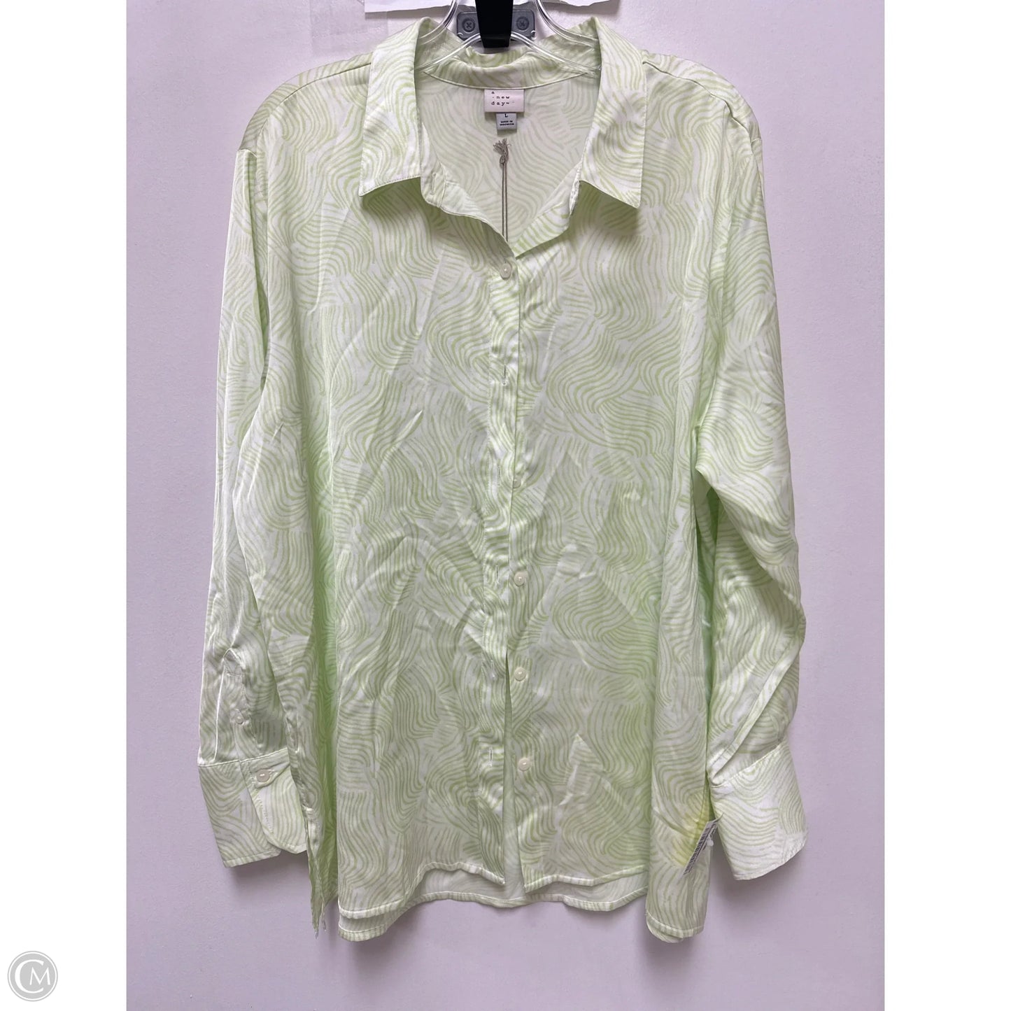 Blouse Long Sleeve By A New Day In Green, Size: L