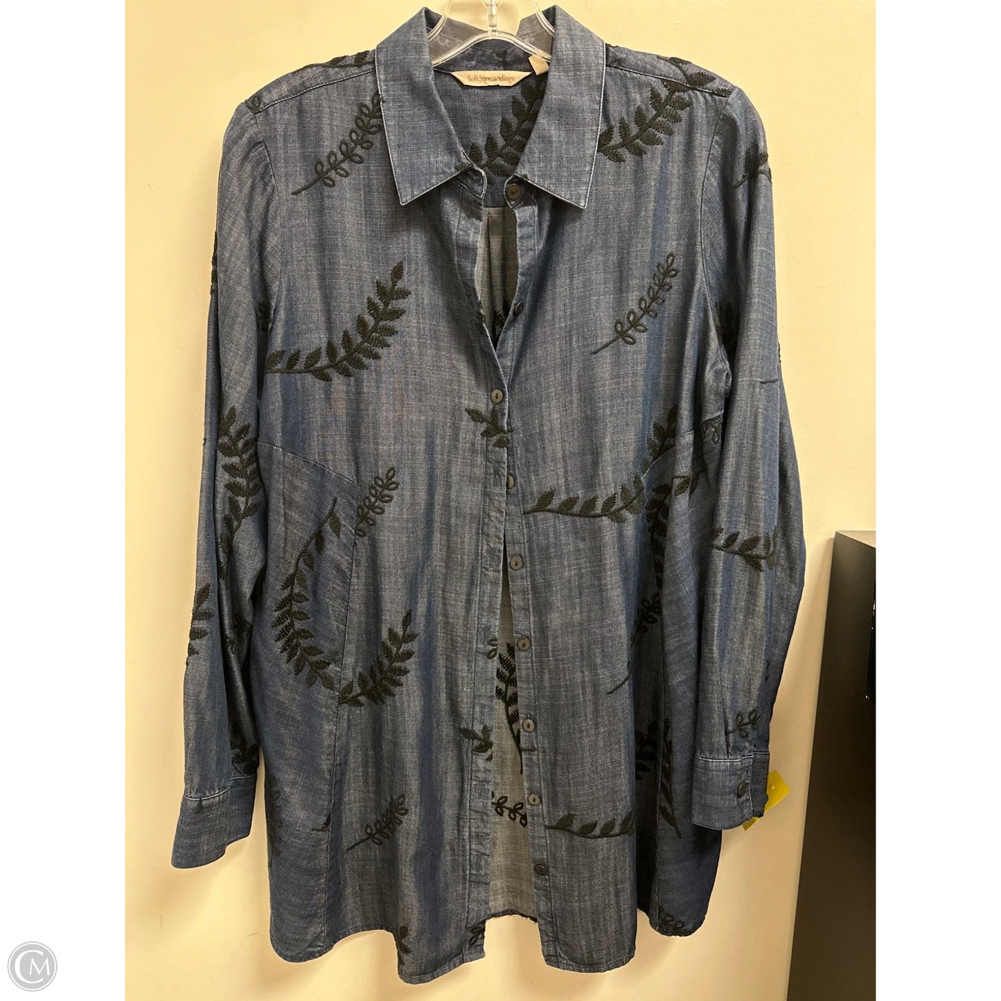Blouse Long Sleeve By Soft Surroundings In Blue, Size: M