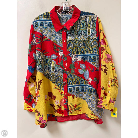 Blouse Long Sleeve By Calessa In Multi-colored, Size: L