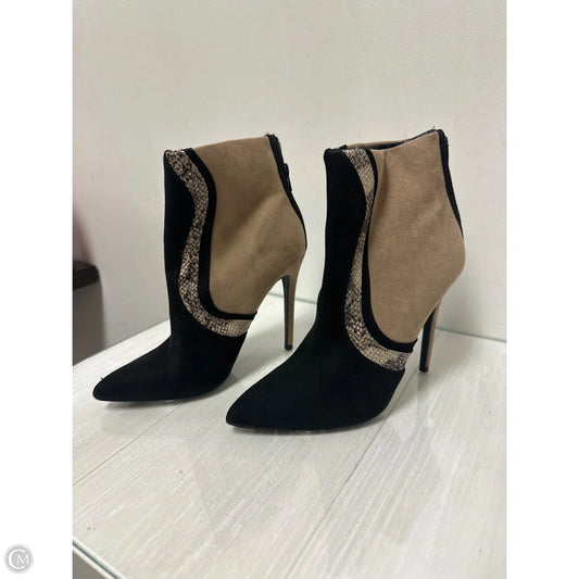 Boots Ankle Heels By Just Fab In Black & Brown, Size: 8.5
