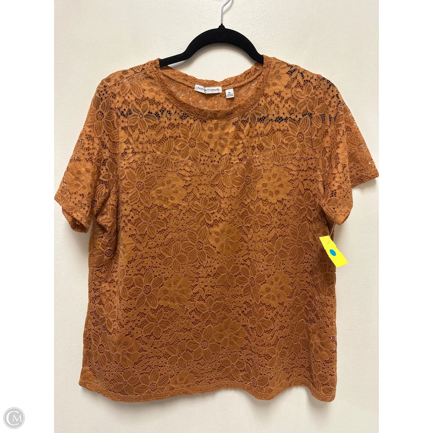 Top Short Sleeve By Notations In Orange, Size: Xl