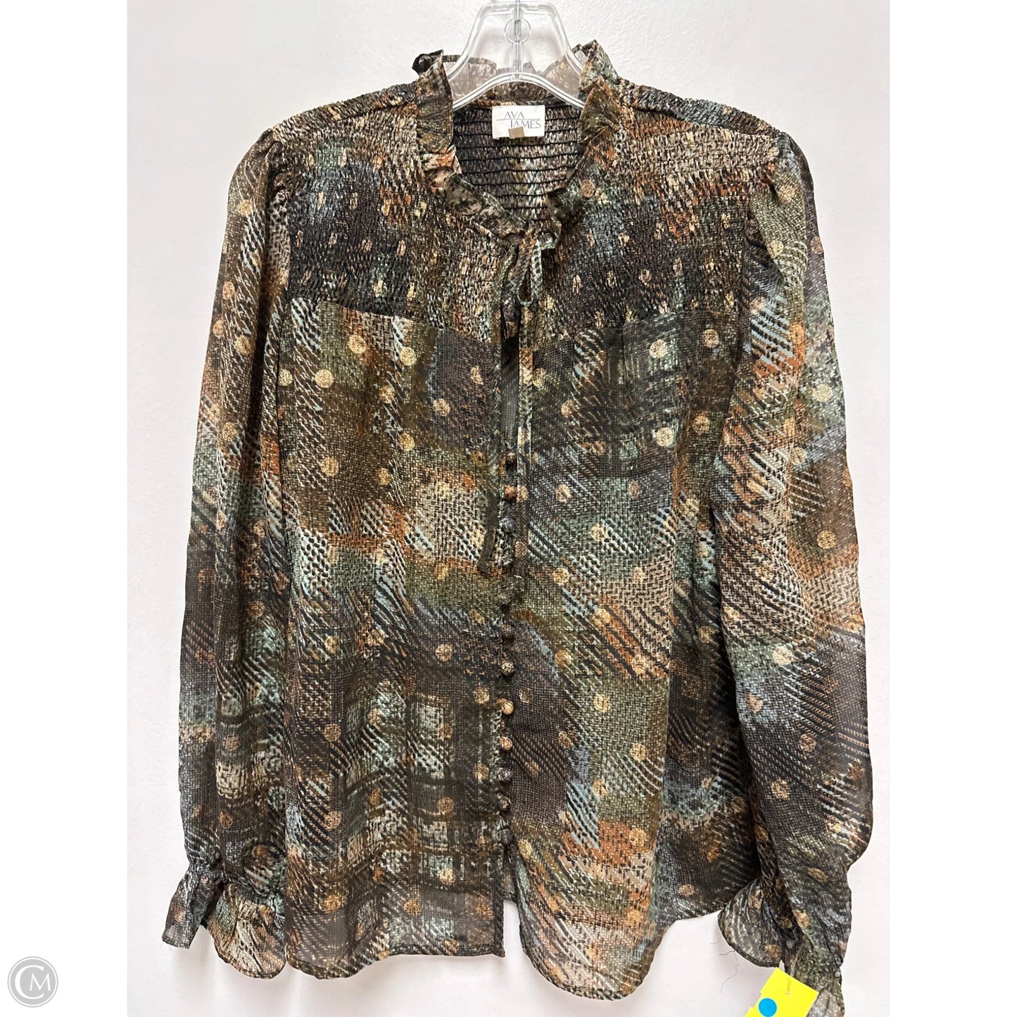 Top Long Sleeve By Ava James In Gold & Green, Size: M