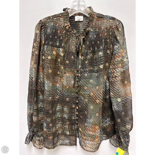Top Long Sleeve By Ava James In Gold & Green, Size: M