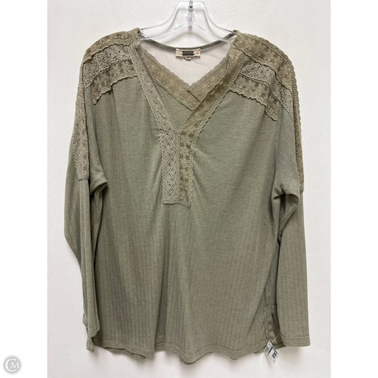 Top Long Sleeve By Gimmicks In Green, Size: L