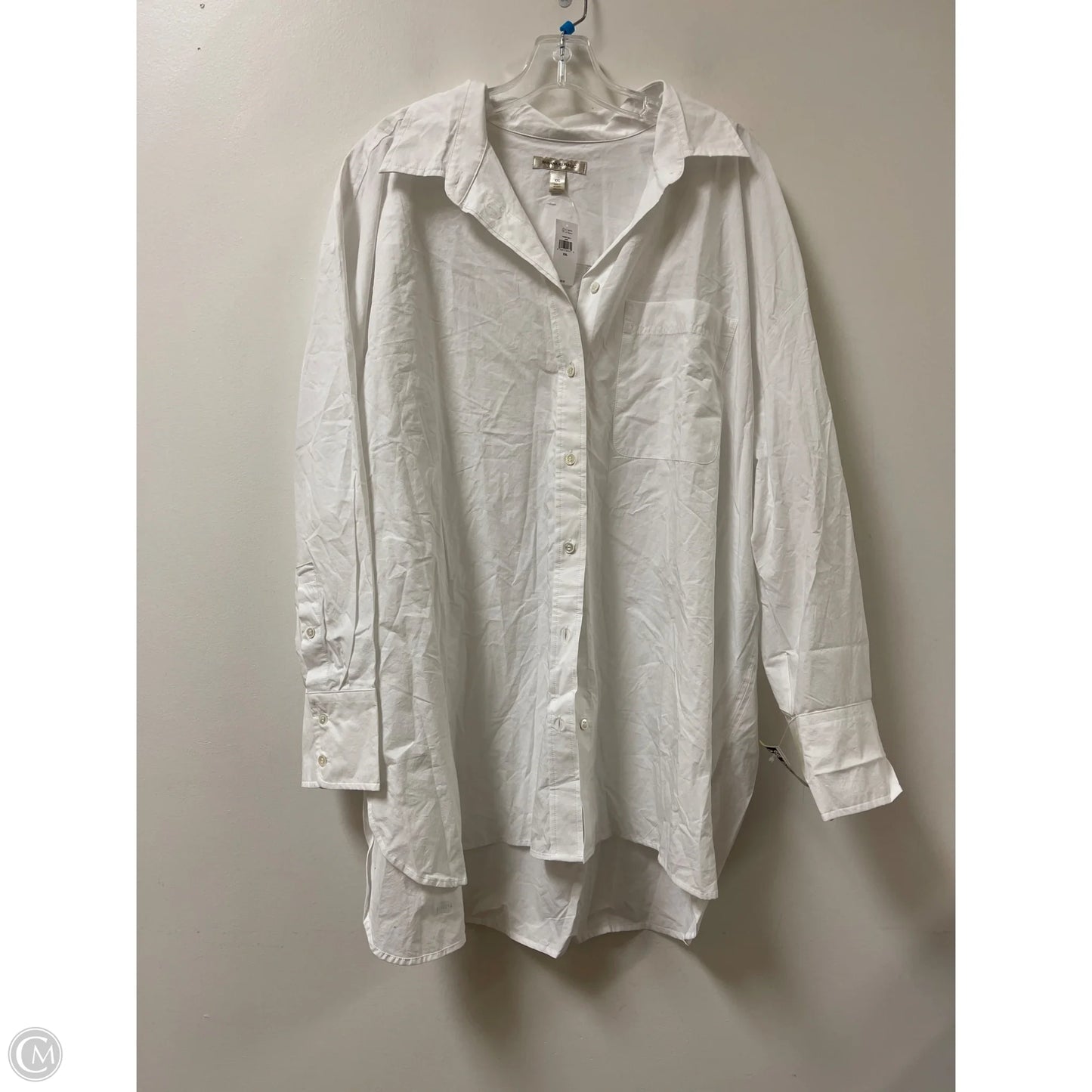 Tunic Long Sleeve By Banana Republic In White, Size: 1x