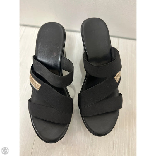 Sandals Heels Wedge By Italian Shoemakers In Black, Size: 7