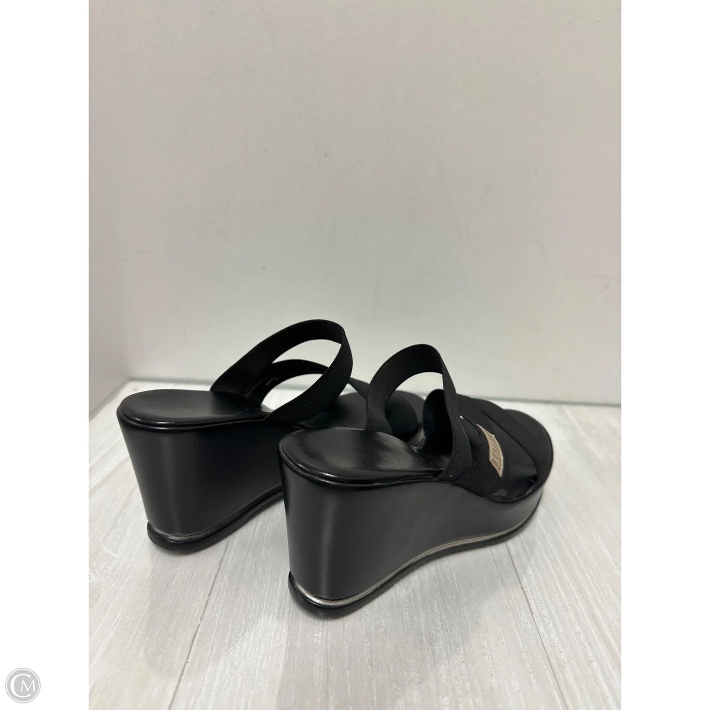 Sandals Heels Wedge By Italian Shoemakers In Black, Size: 7