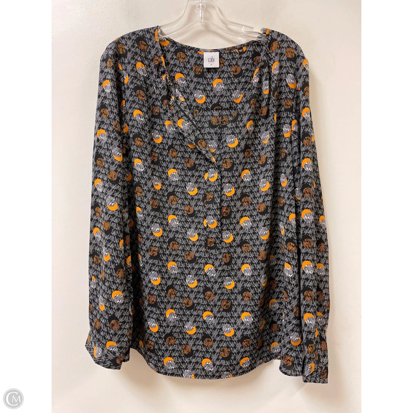 Blouse Long Sleeve By Cabi In Black & White, Size: Xl