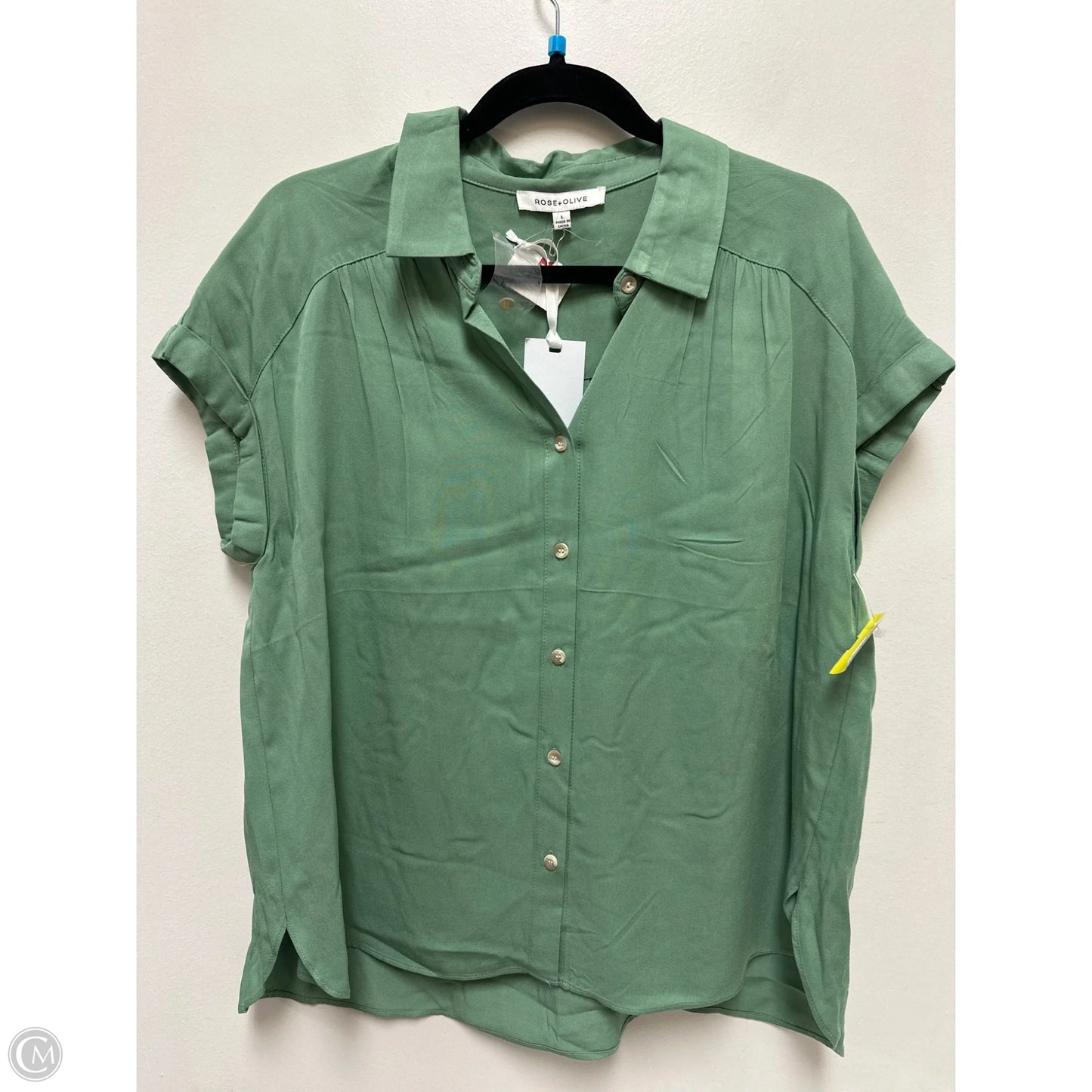 Blouse Short Sleeve By Rose And Olive In Green, Size: L