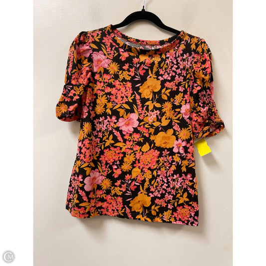 Top Short Sleeve By Loft In Floral Print, Size: S