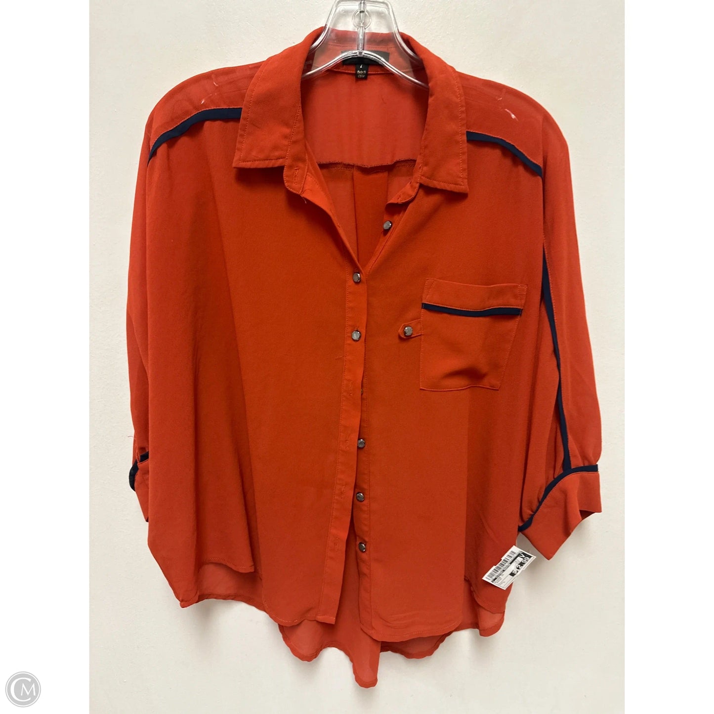 Blouse Short Sleeve By Clothes Mentor In Orange, Size: L