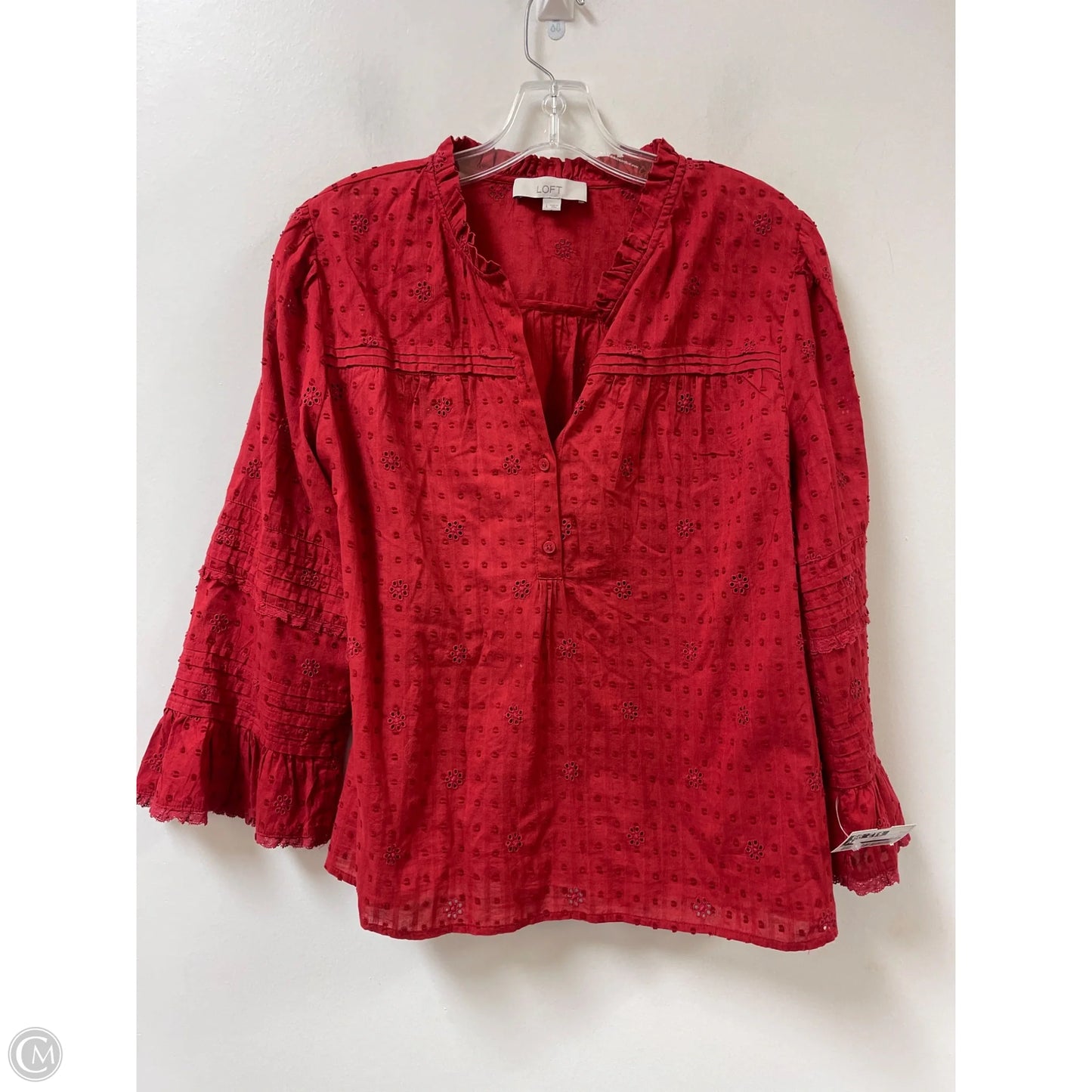 Top Long Sleeve By Loft In Red, Size: L
