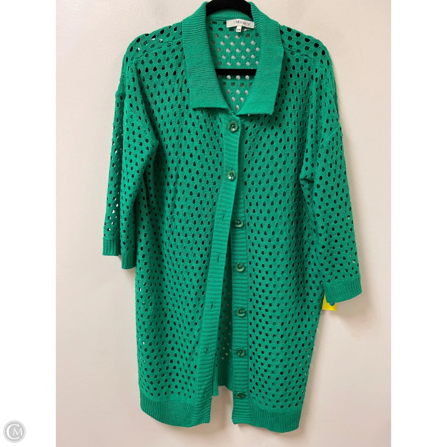 Sweater Cardigan By Miracle In Green, Size: M