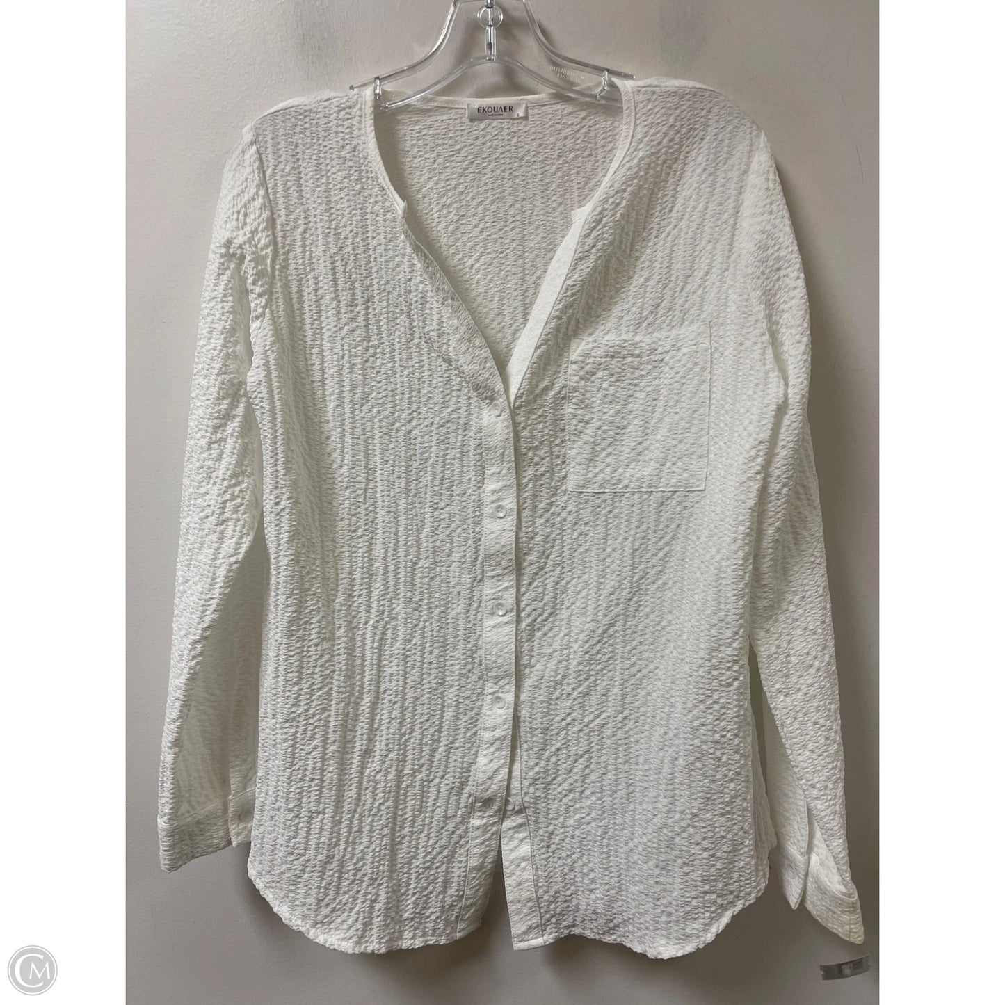 Blouse Long Sleeve By Ekouaer In White, Size: S