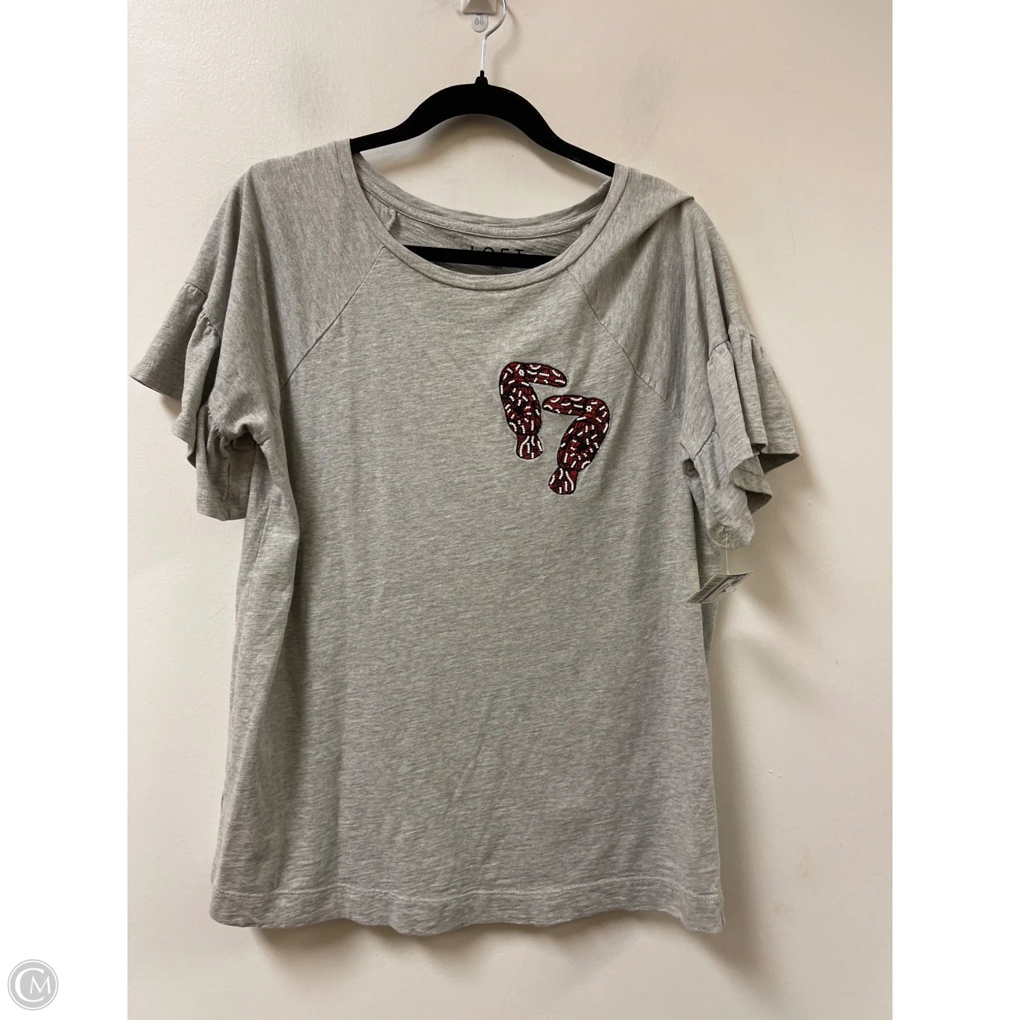 Top Short Sleeve By Loft In Grey, Size: S