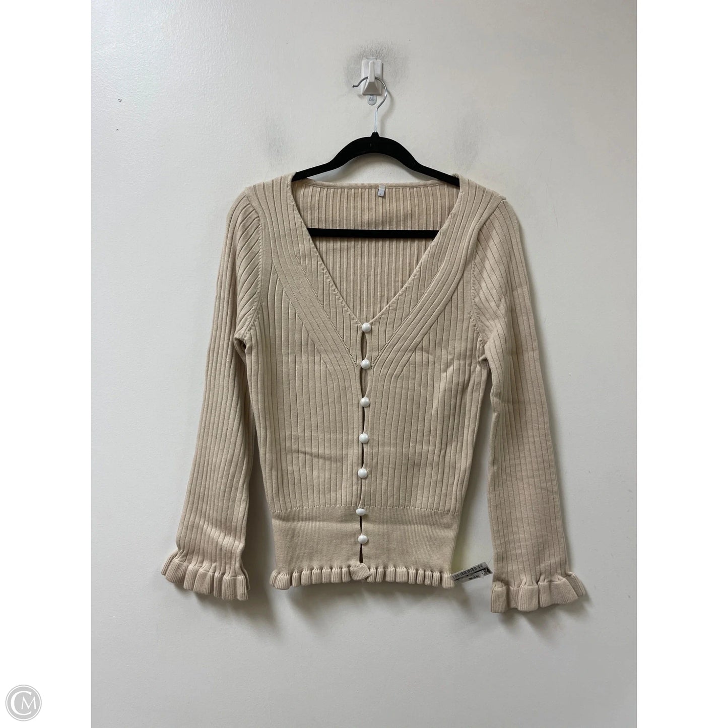 Sweater Cardigan By Clothes Mentor In Cream, Size: L
