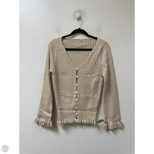 Sweater Cardigan By Clothes Mentor In Cream, Size: L