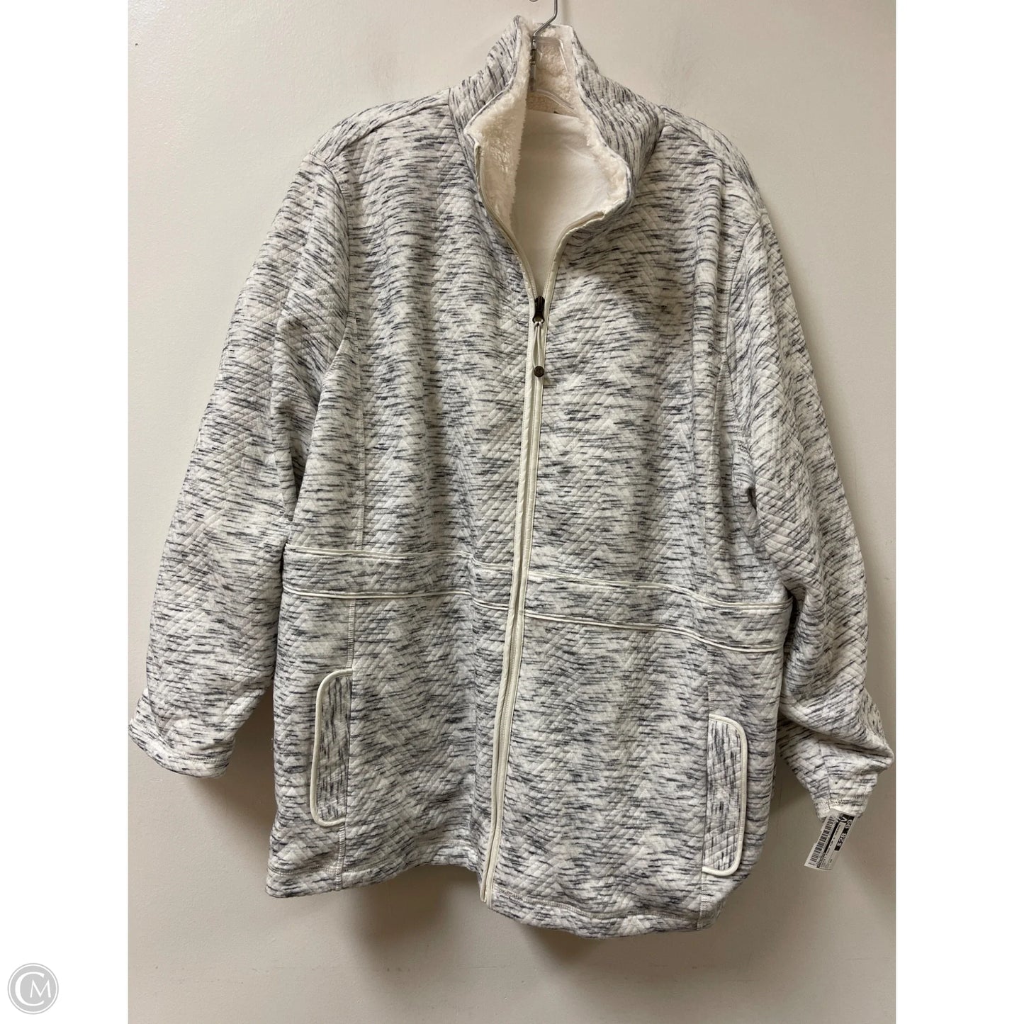 Jacket Faux Fur & Sherpa By Talbots In Grey, Size: 3x