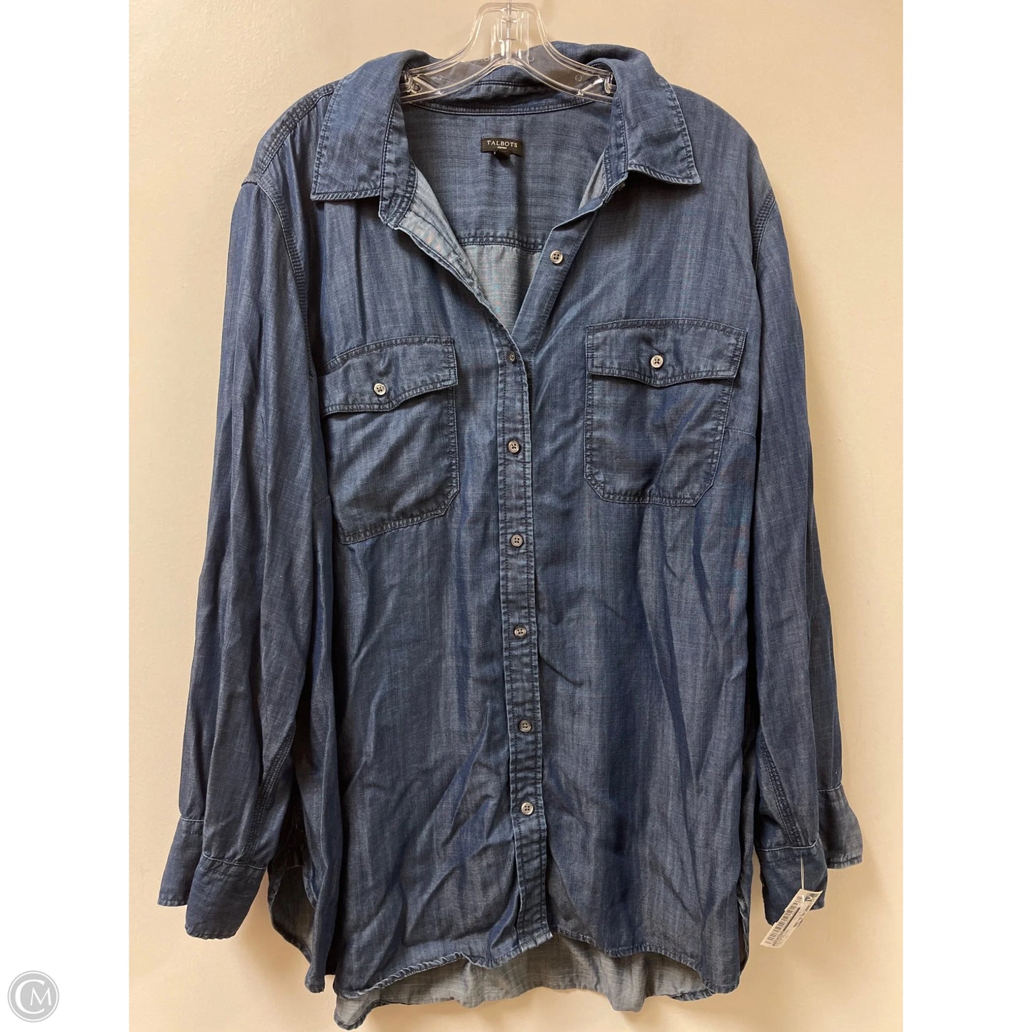 Blouse Long Sleeve By Talbots In Blue Denim, Size: 3x