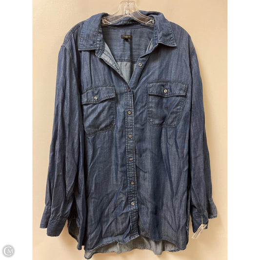 Blouse Long Sleeve By Talbots In Blue Denim, Size: 3x