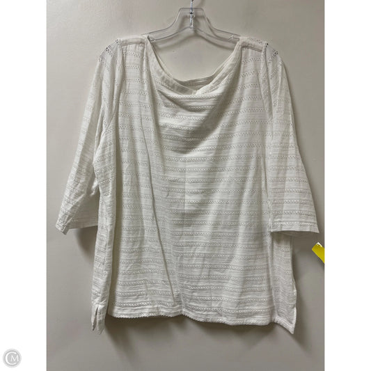 Top Long Sleeve By Talbots In White, Size: 2x