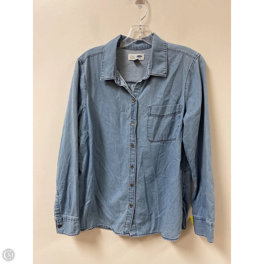 Blouse Long Sleeve By Old Navy In Blue Denim, Size: L