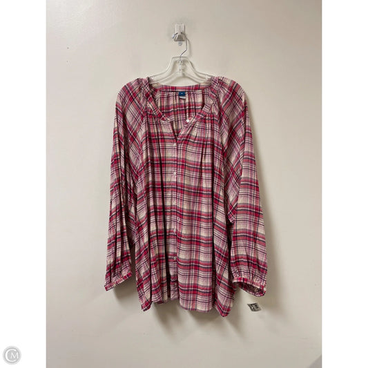 Blouse Long Sleeve By Old Navy In Pink, Size: 4x