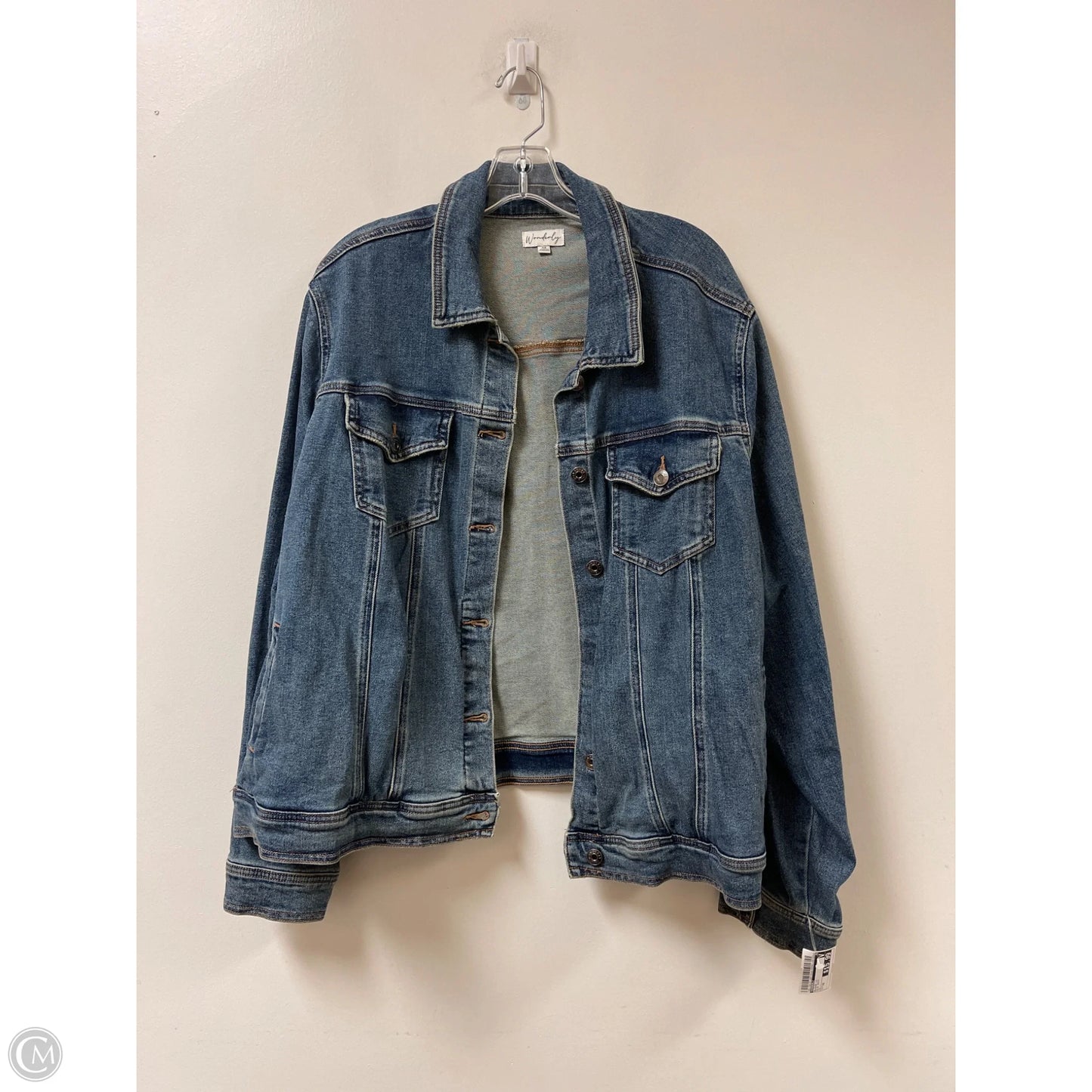 Blouse Long Sleeve By Wonderly In Blue Denim, Size: 4x