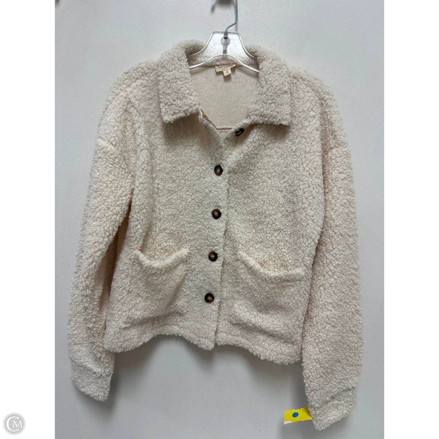 Jacket Faux Fur & Sherpa By Hem & Thread In Cream, Size: S