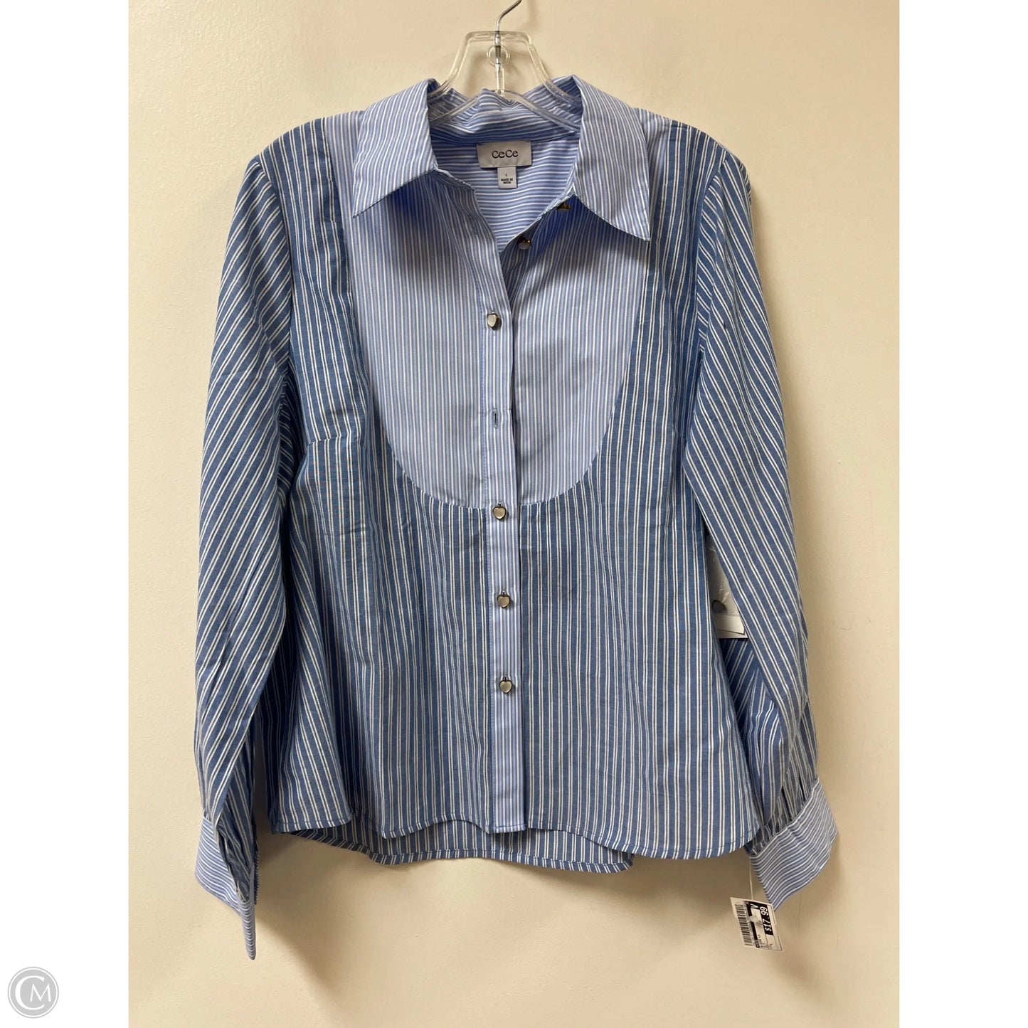 Blouse Long Sleeve By Cece In Blue, Size: L