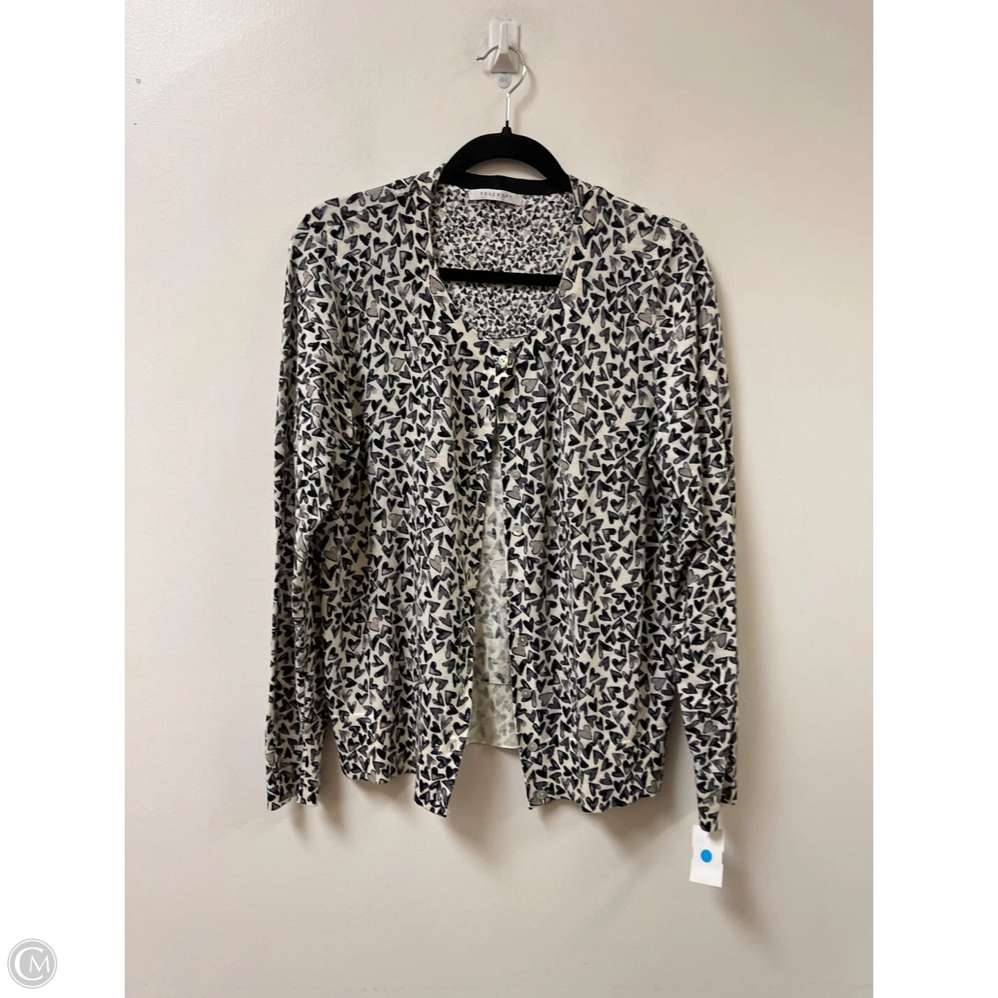 Sweater Cardigan By Foxcroft In Black & Cream, Size: S