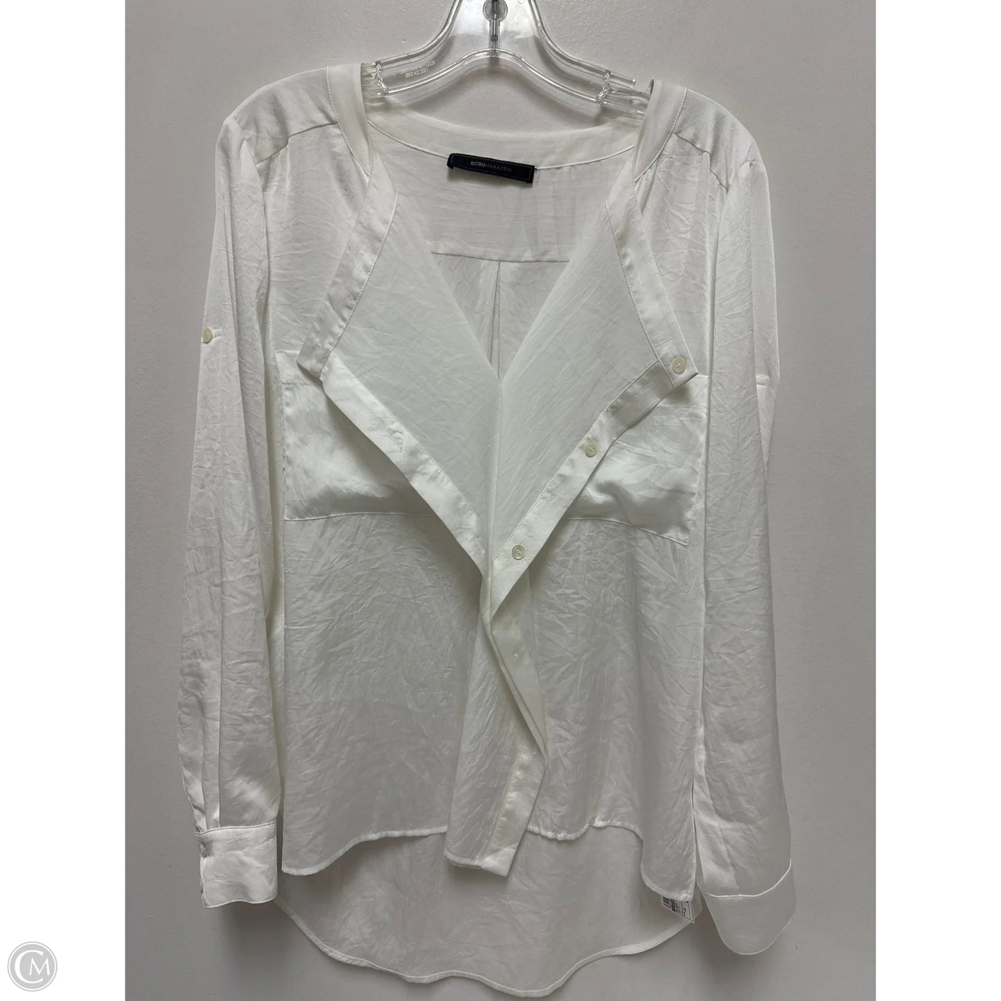 Blouse Long Sleeve By Bcbgmaxazria In White, Size: 1x