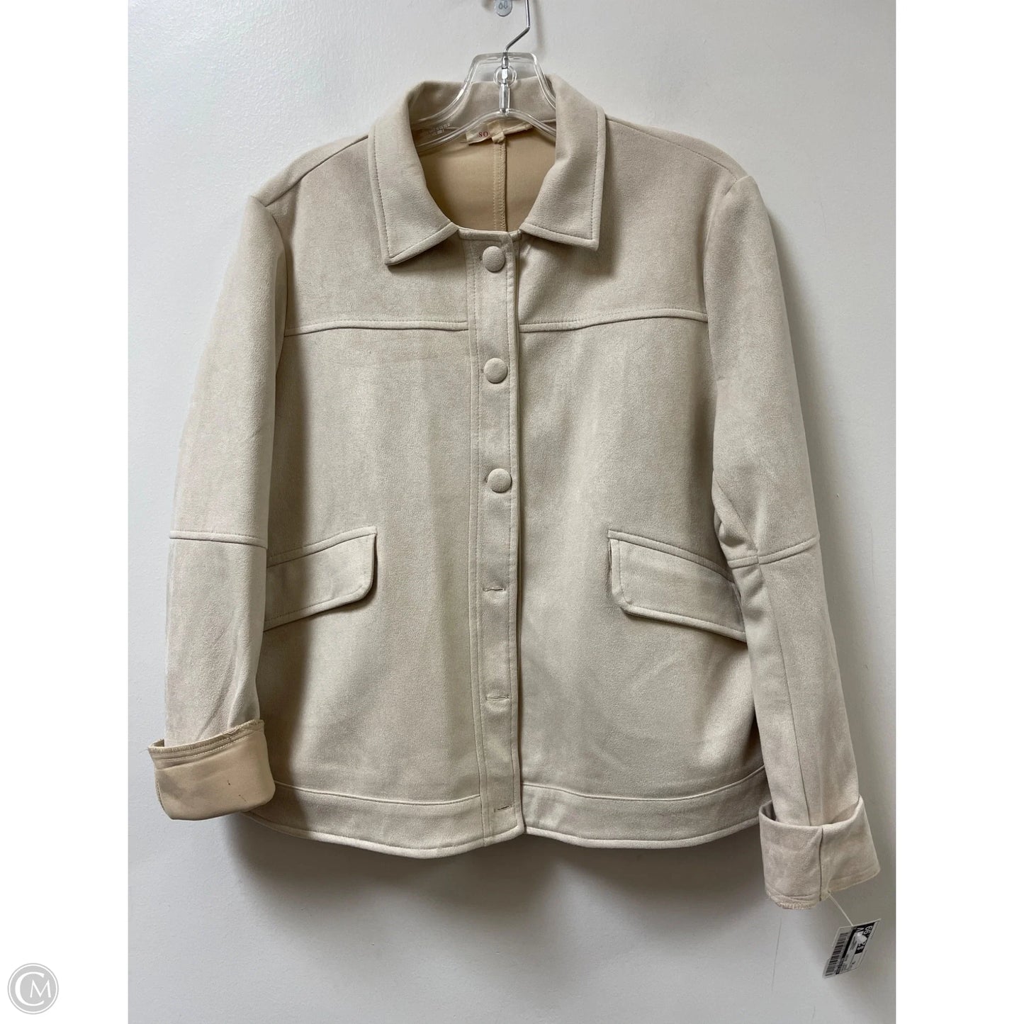 Jacket Shirt By Solitaire In Cream, Size: Xl