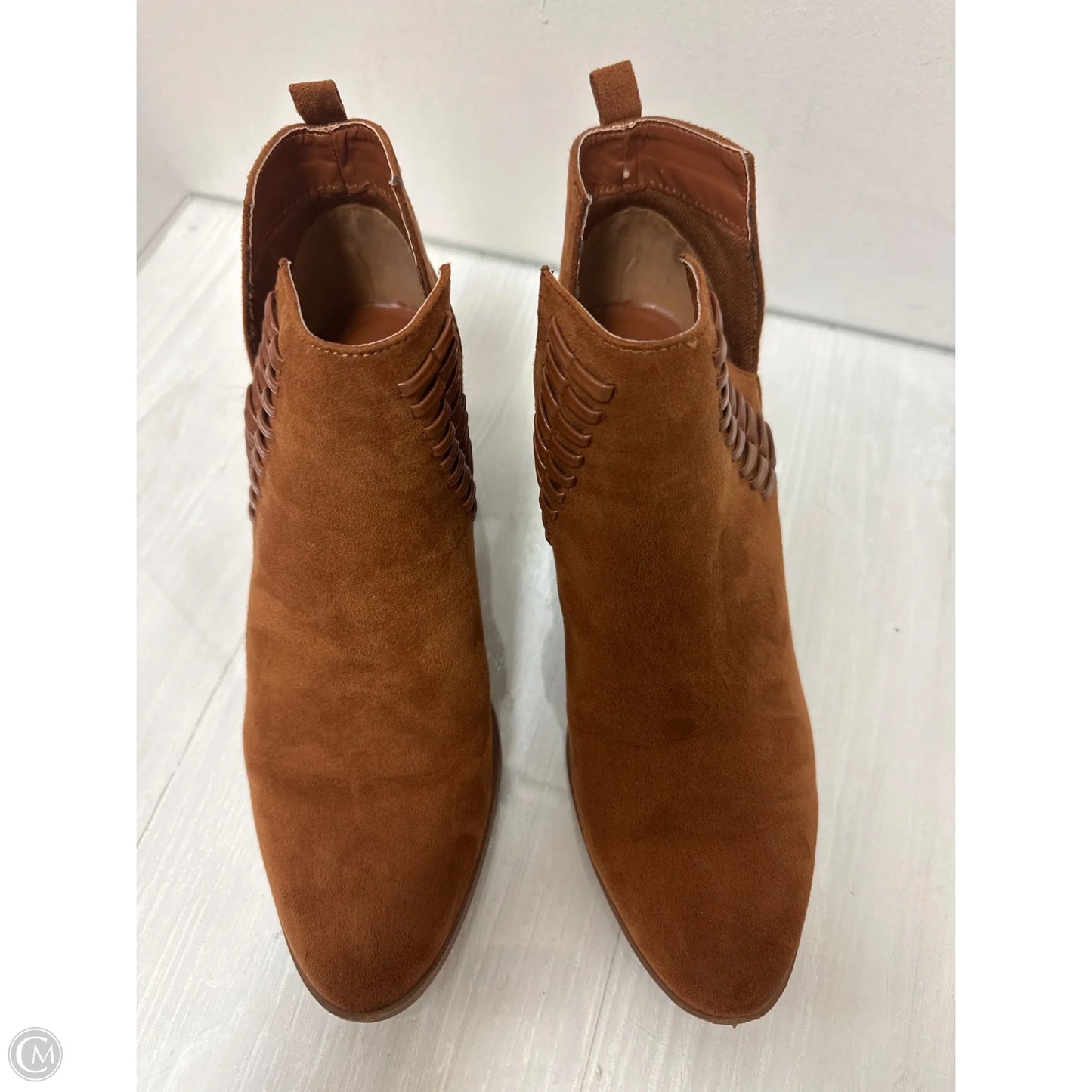 Boots Ankle Heels By Qupid In Brown, Size: 7