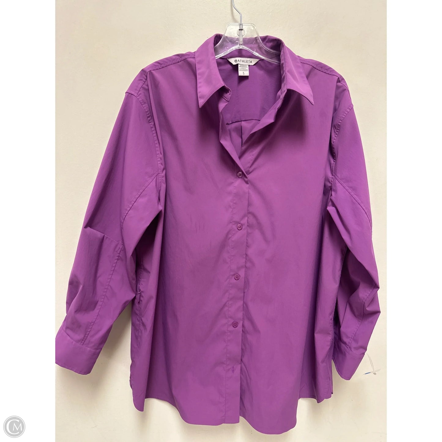 Blouse Long Sleeve By Athleta In Purple, Size: L