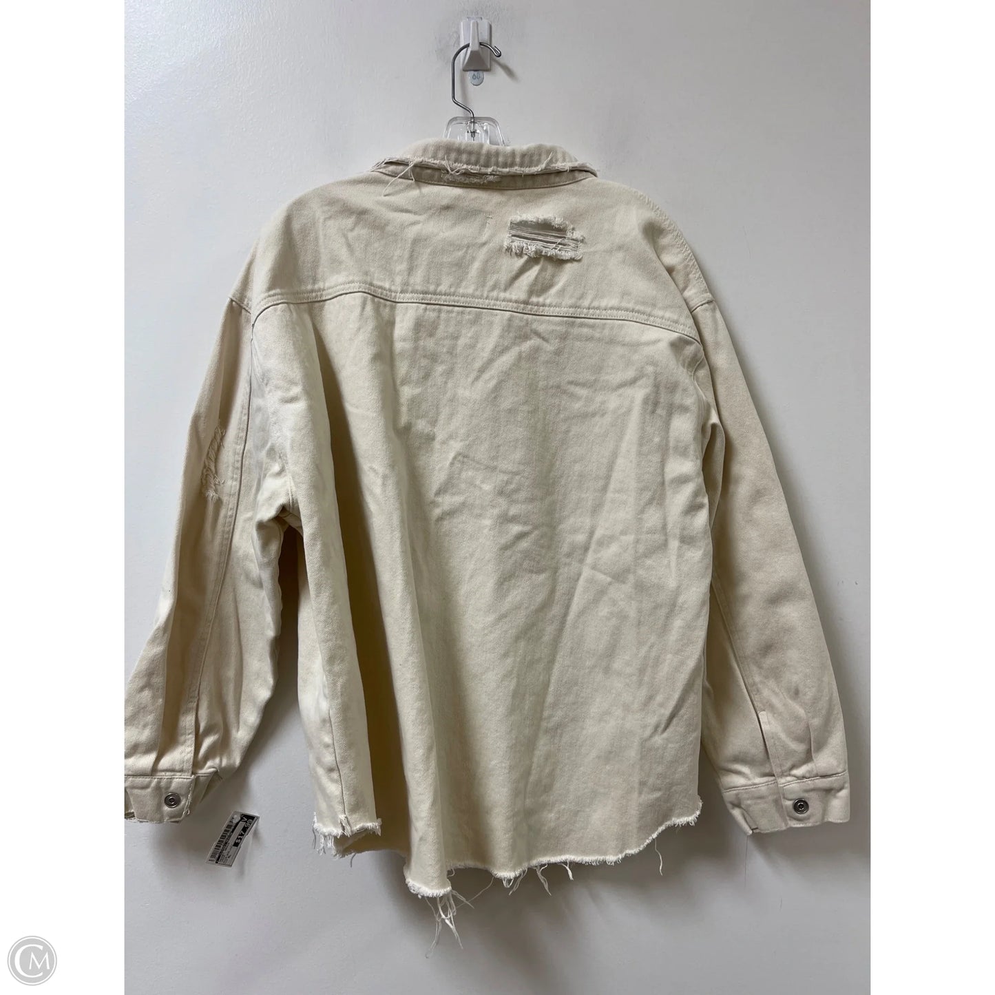 Jacket Denim By Clothes Mentor In Cream, Size: Xl