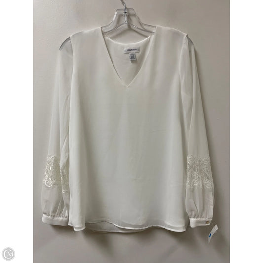 Top Long Sleeve By Calvin Klein In White, Size: S