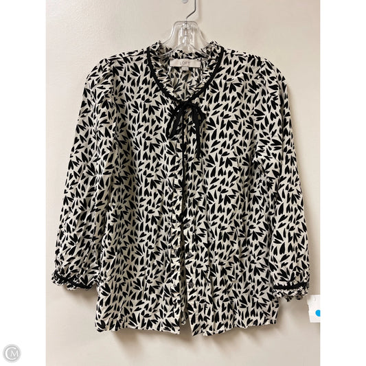 Blouse Long Sleeve By Loft In Black & Cream, Size: S