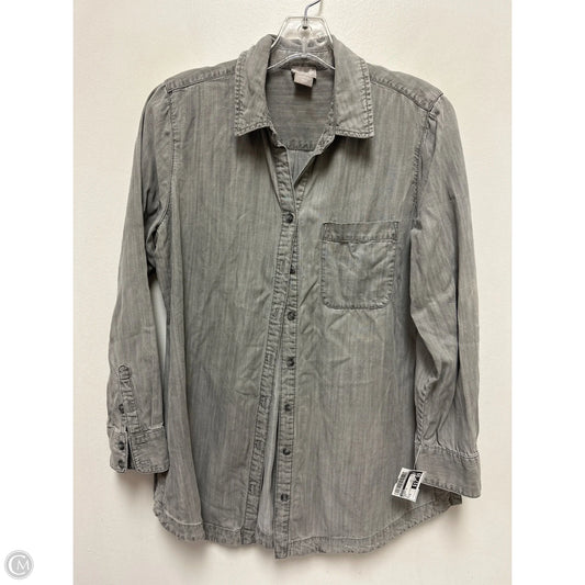 Blouse Long Sleeve By Chicos In Grey, Size: M