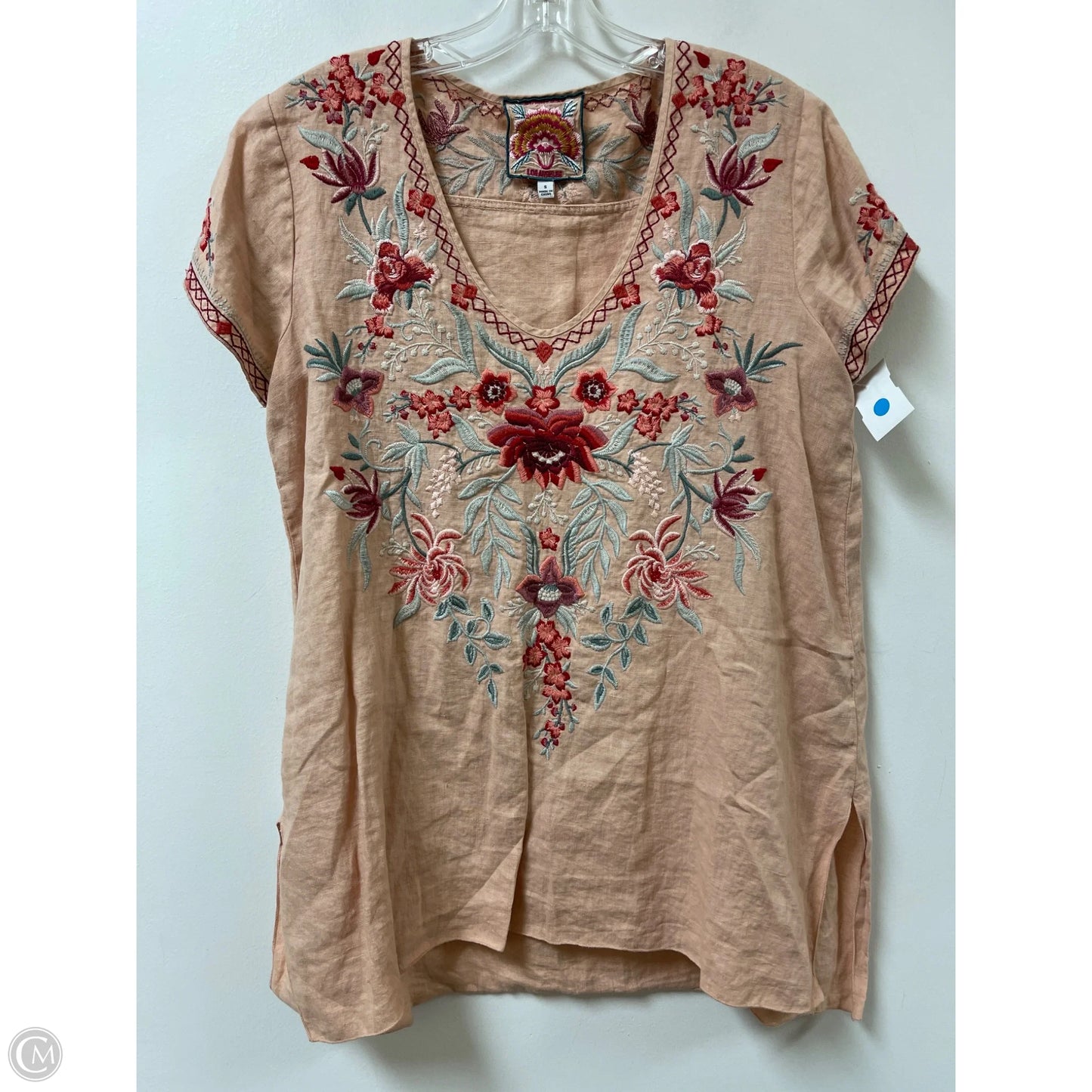 Tunic Short Sleeve By Johnny Was In Pink, Size: S