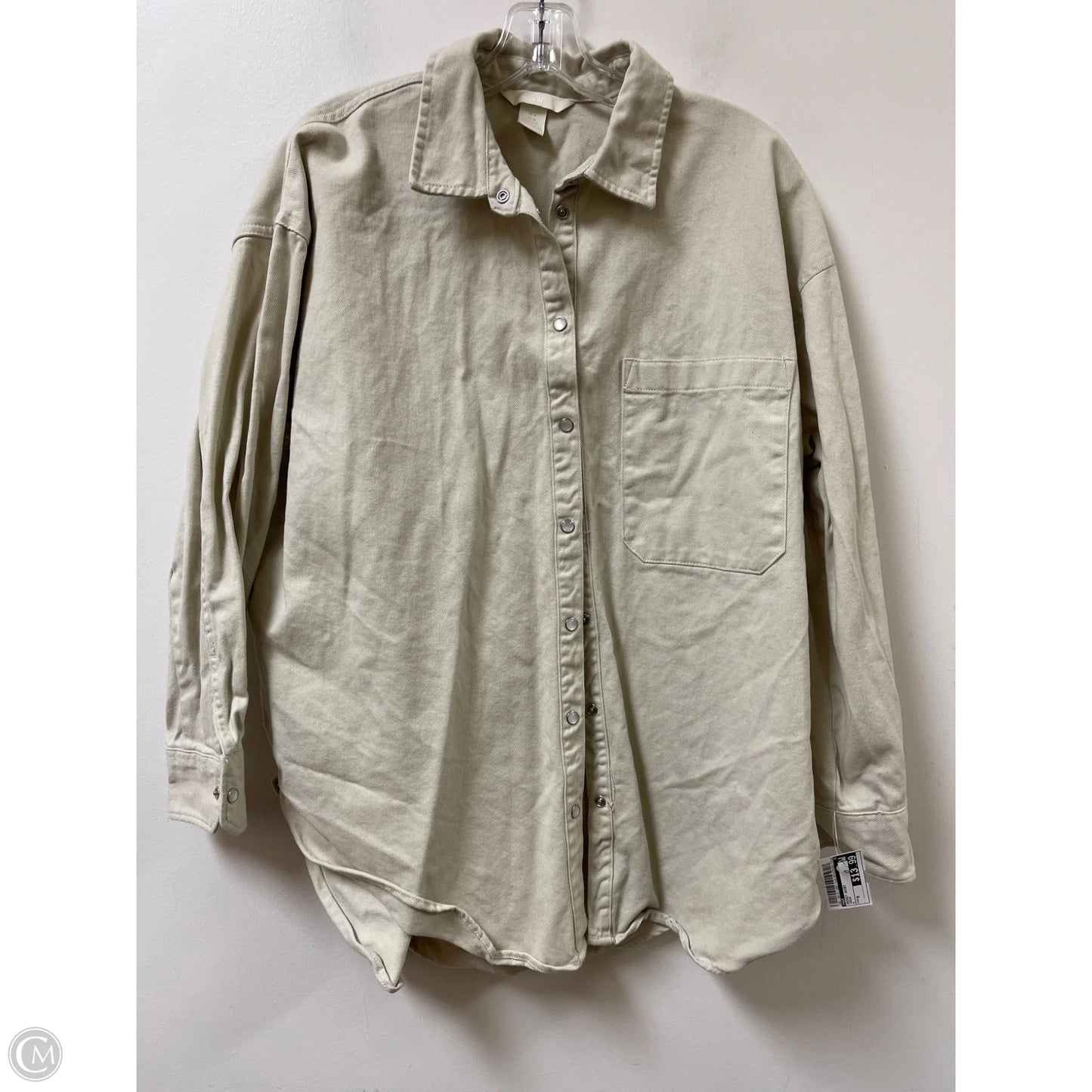 Jacket Shirt By H&m In Cream, Size: M