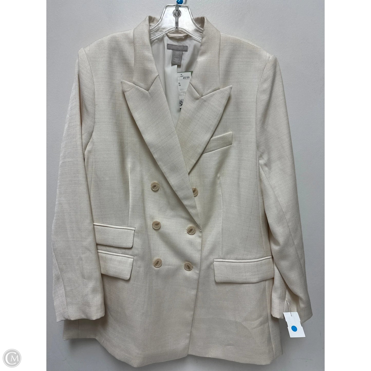 Blazer By H&m In Cream, Size: Xl