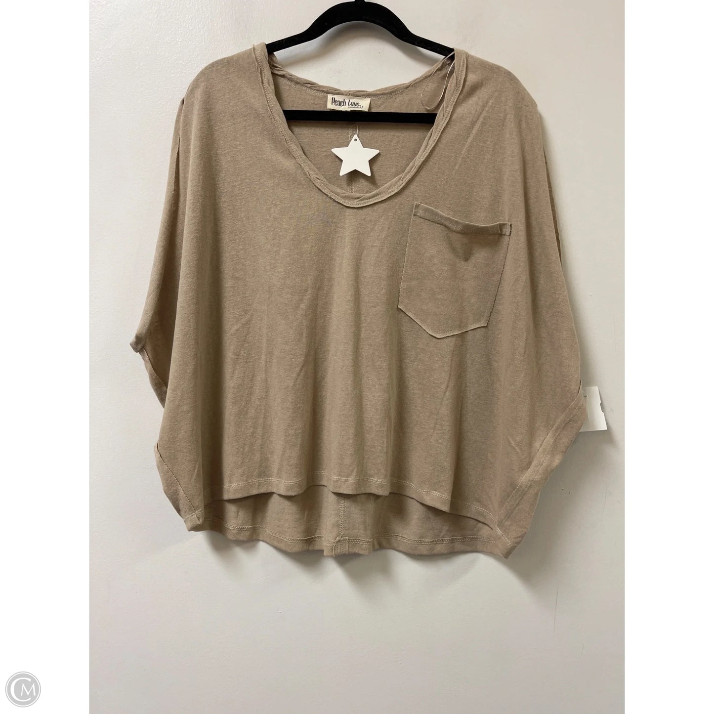 Top Short Sleeve By Peach Love Cream California In Tan, Size: M