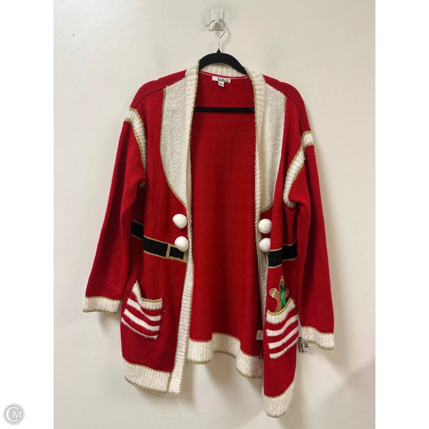 Sweater Cardigan By Clothes Mentor In Red, Size: L